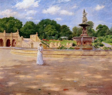 William Merritt Chase Painting - An Early Stroll in the Park William Merritt Chase